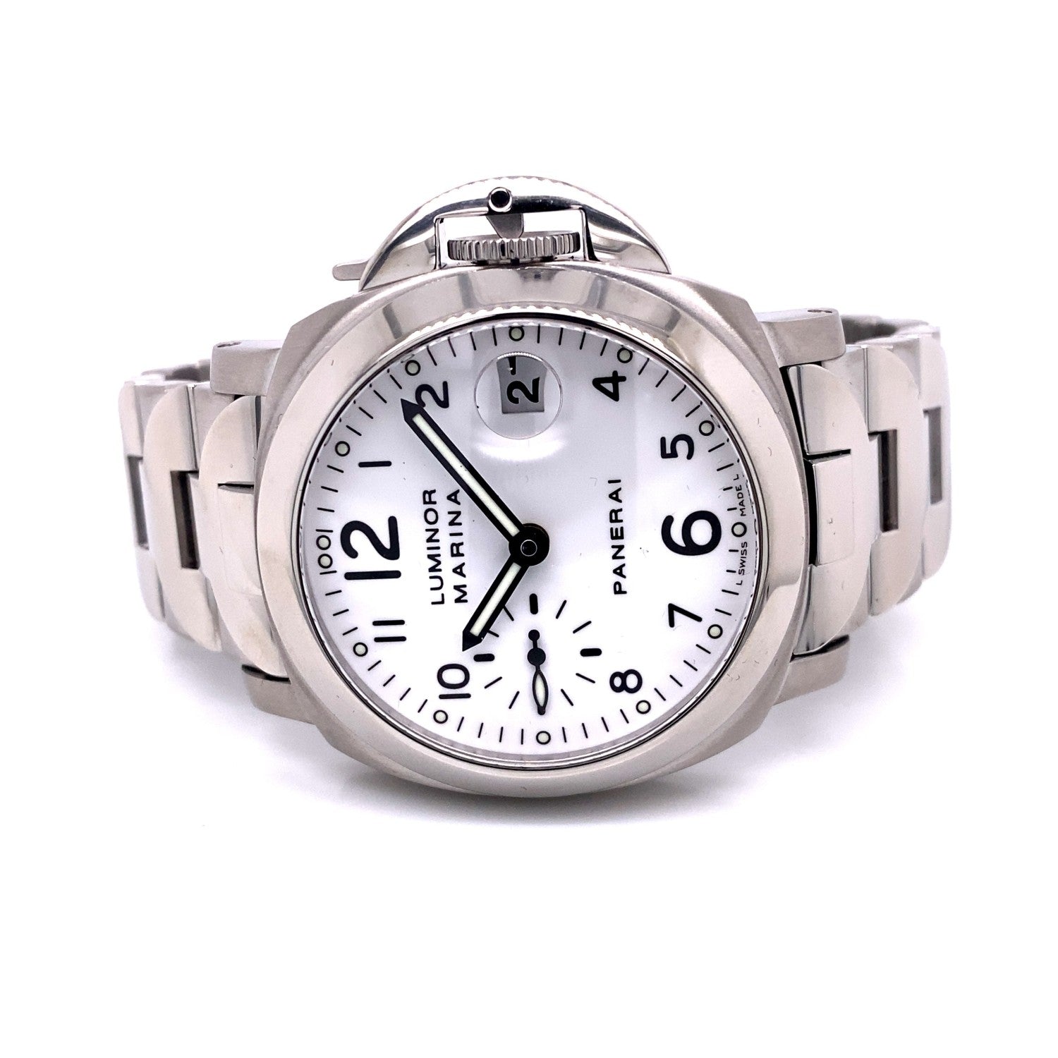 Panerai Luminor Marina 40MM Automatic White Dial Bracelet PAM00051 72RNNX - Beverly Hills Watch Company