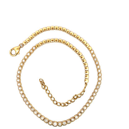 Cushion Bezel Setting Round Diamond 14k Tennis Necklace
