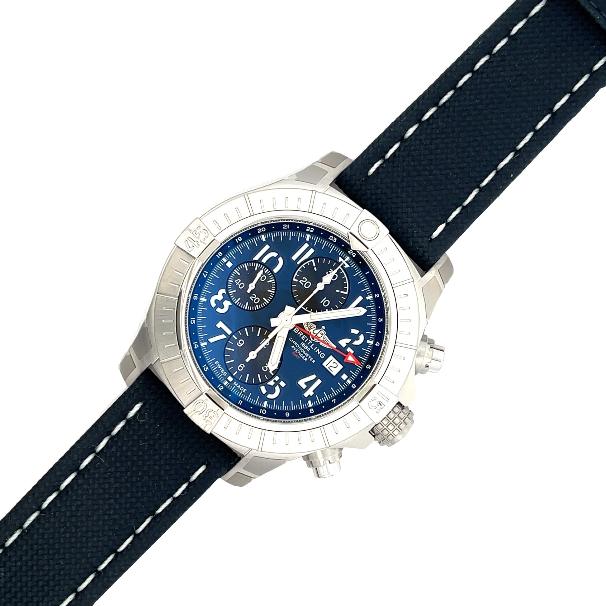 Breitling Avenger Chronograph GMT 45mm Blue Dial A24315101C1X1 - Beverly Hills Watch Company