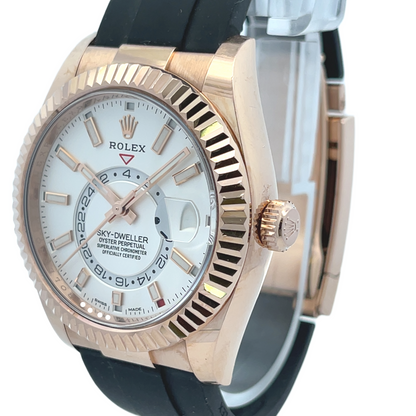 Rolex Sky-Dweller Everose White Index Dial Oysterflex 326235