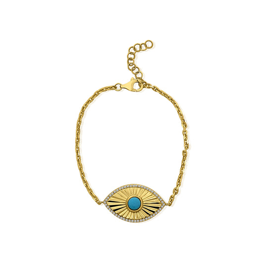 Evil Eye Yellow Gold & Turquoise Bracelet