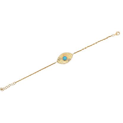 Evil Eye 14k Yellow Gold Diamond Turquoise Bracelet