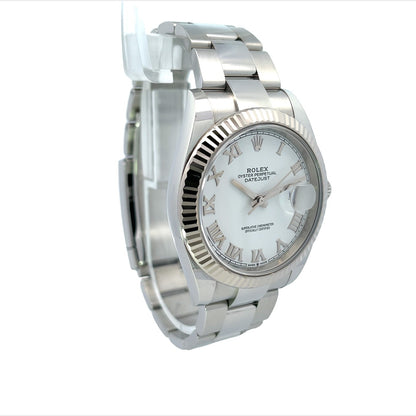 Rolex Datejust 41mm White Dial Silver Roman 126334 - Beverly Hills Watch Company