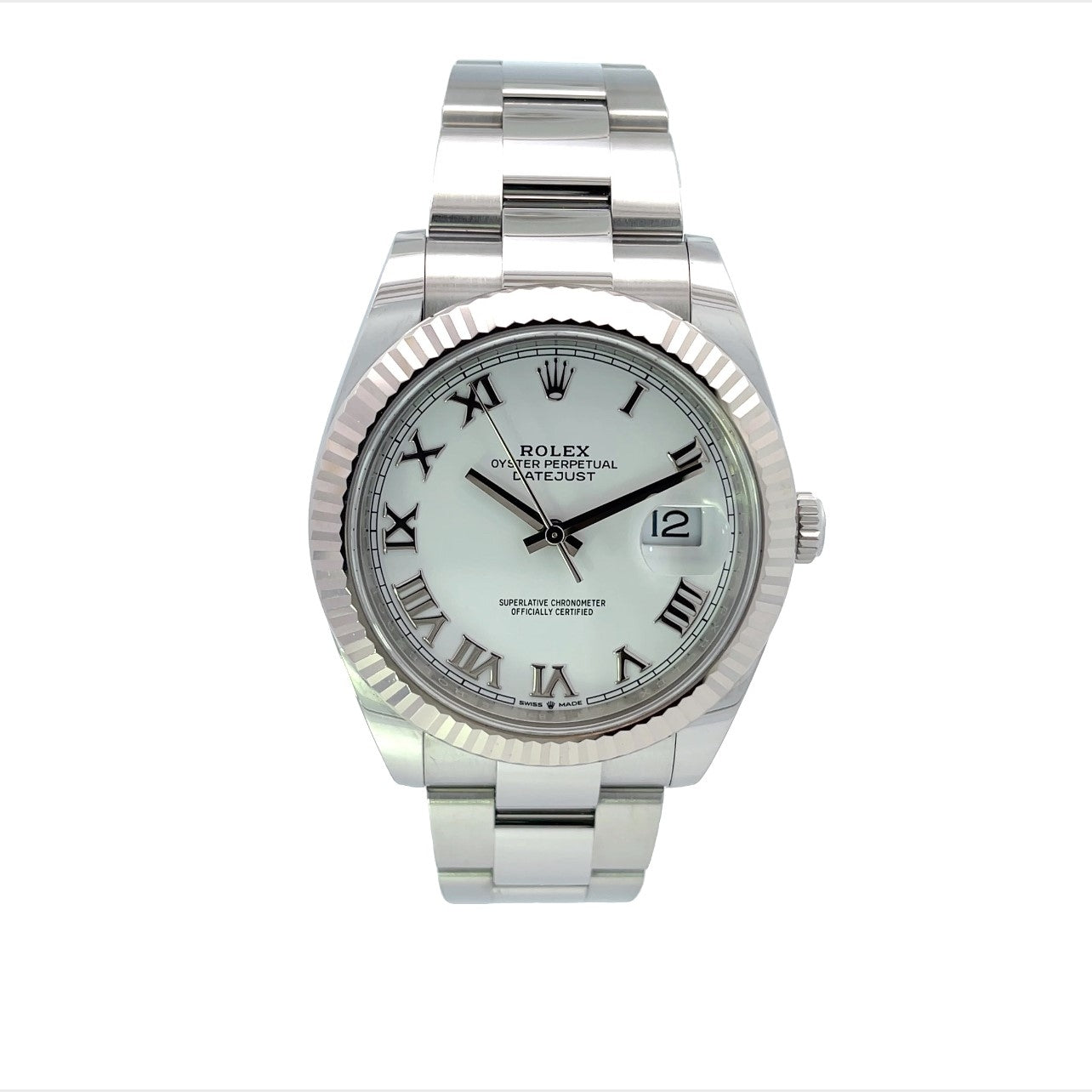 Rolex Datejust 41mm White Dial Silver Roman 126334 - Beverly Hills Watch Company