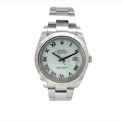 Rolex Datejust 41mm White Dial Silver Roman 126334 - Beverly Hills Watch Company
