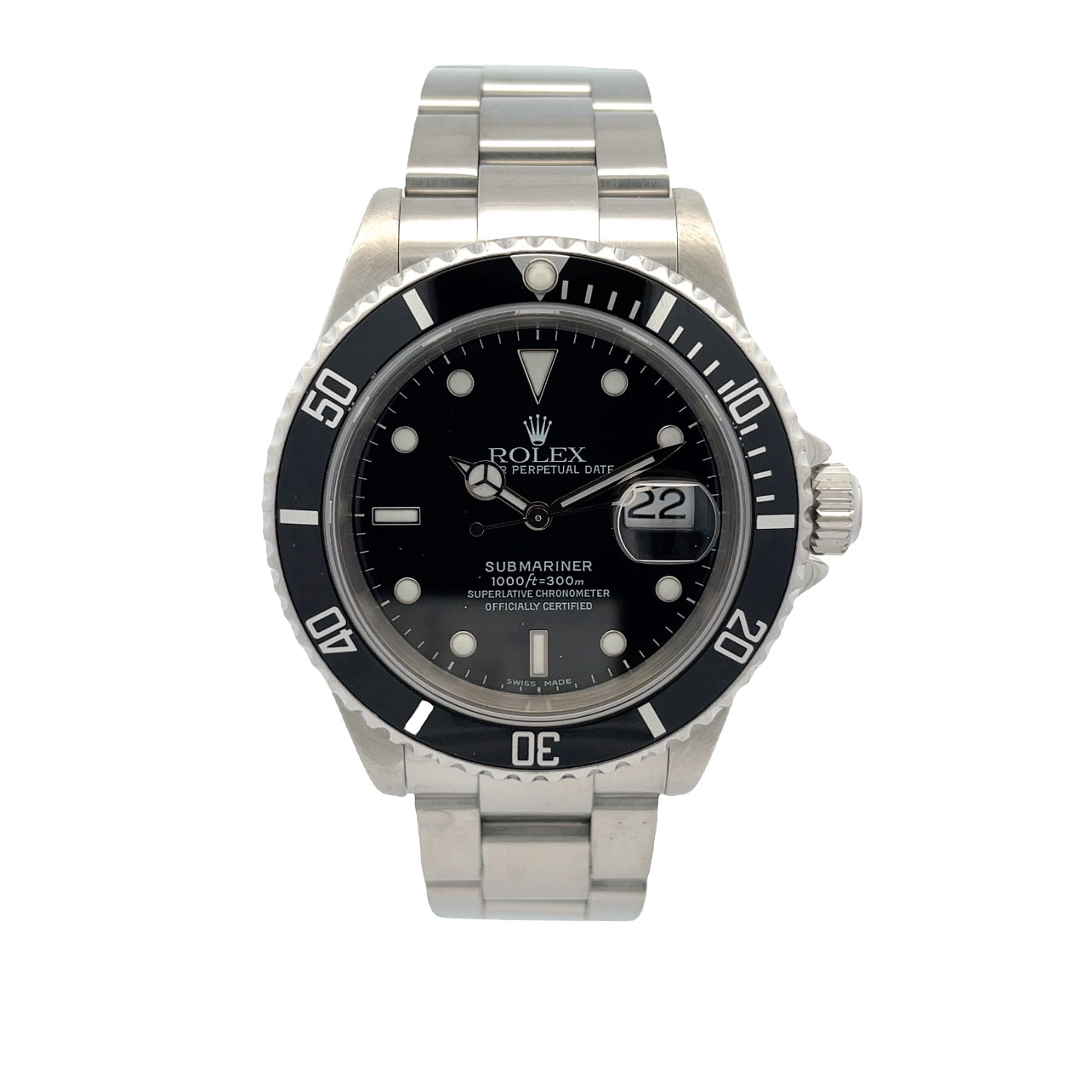 Rolex Submariner Date Stainless Steel Black Dial Oyster Bracelet 16610 - Beverly Hills Watch Company