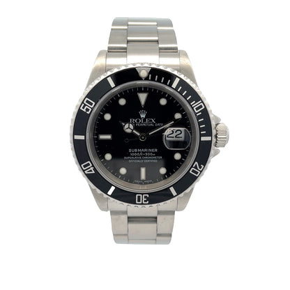 Rolex Submariner Date Stainless Steel Black Dial Oyster Bracelet 16610 - Beverly Hills Watch Company