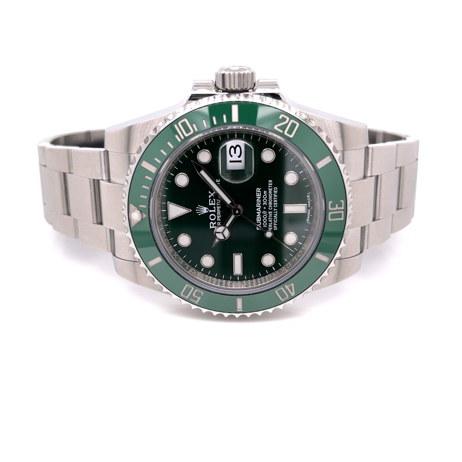 Rolex Submariner Stainless Steel Green Ceramic Bezel and Dial "Hulk" 116610LV 7UNERZ  - Beverly Hills Watch Company