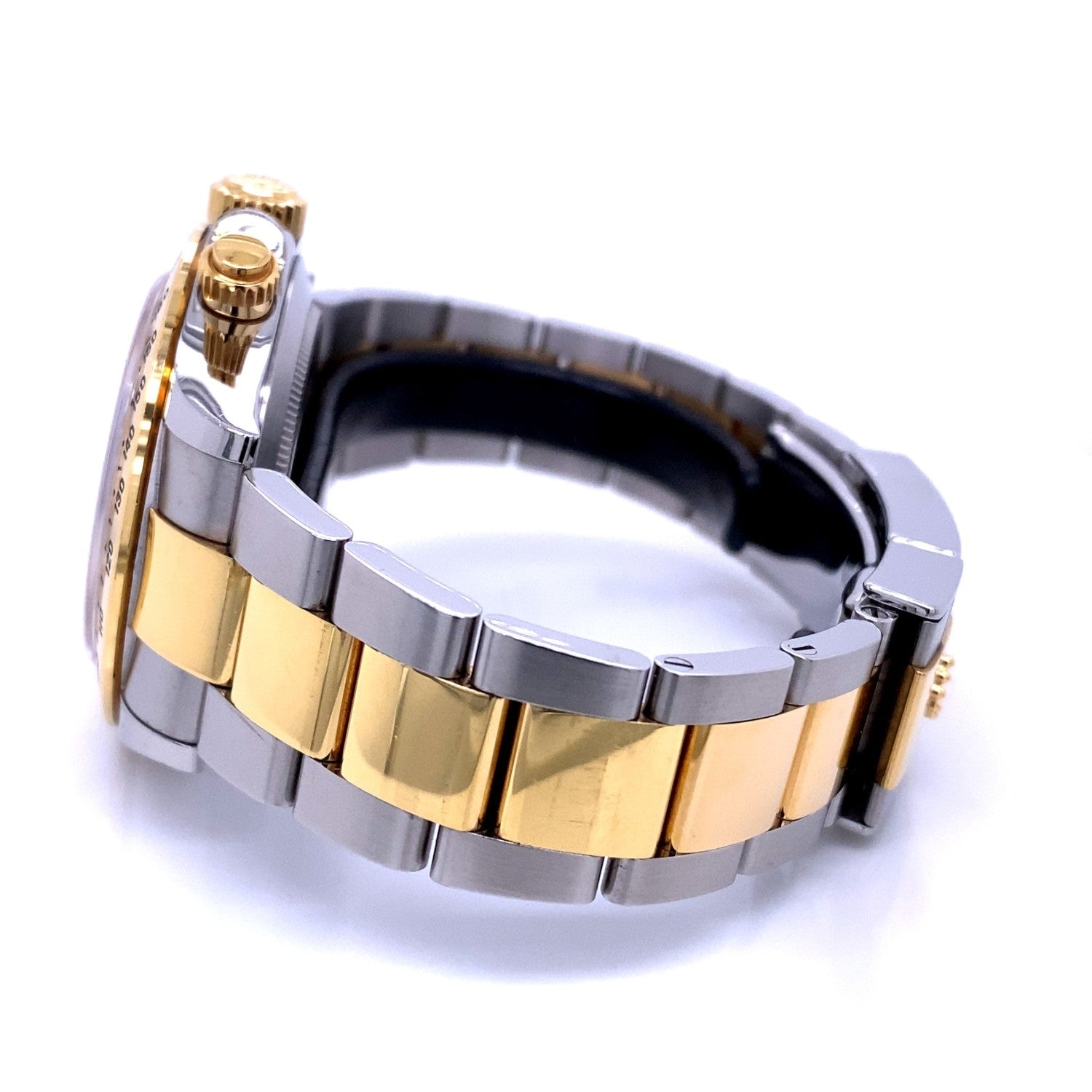 Rolex Daytona Stainless Steel and Yellow Gold Champagne Diamond Dial 116523 - Beverly Hills Watch Company