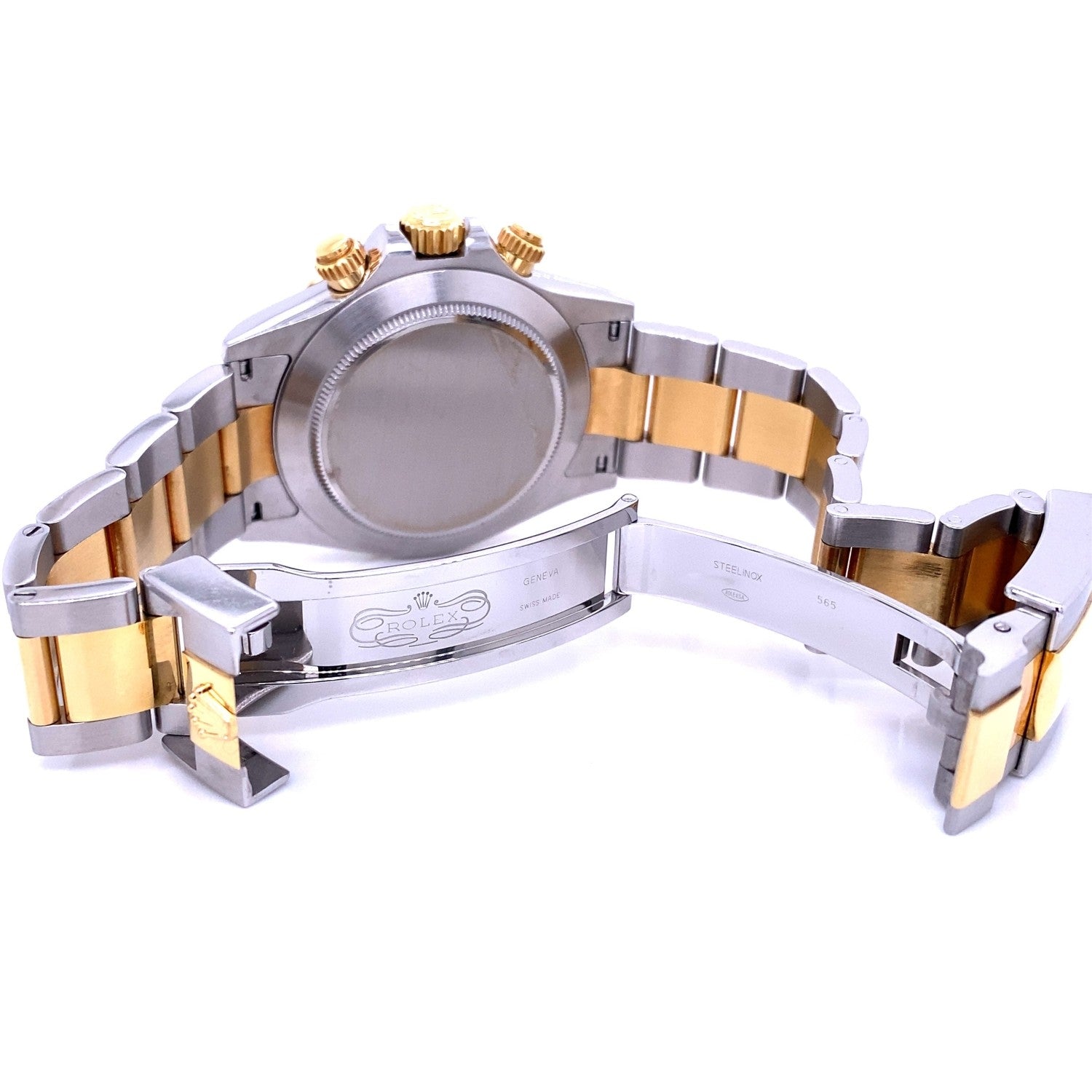 Rolex Daytona Stainless Steel and Yellow Gold Champagne Diamond Dial 116523 - Beverly Hills Watch Company