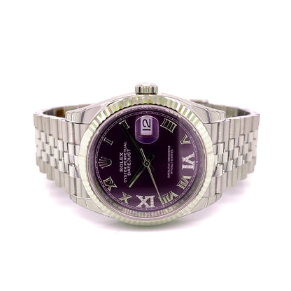 Rolex Datejust 36mm Purple Dial Diamond Roman 126234 82KAW7 - Beverly Hills Watch Company