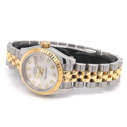 Rolex Datejust 26mm Stainless Steel Yellow Gold Silver Diamond Dial 179173 82TY8T - Beverly Hills Watch Company