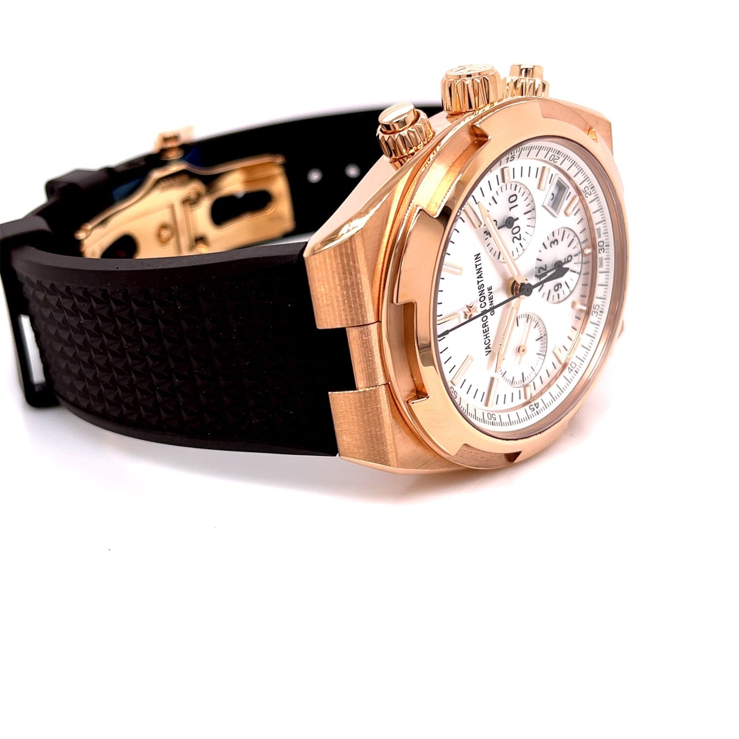 Vacheron Constantin Overseas 42.5mm Rose Gold Chronograph Silver Dial 5500V/000R-B074 86J8ZF - Beverly Hills Watch Company