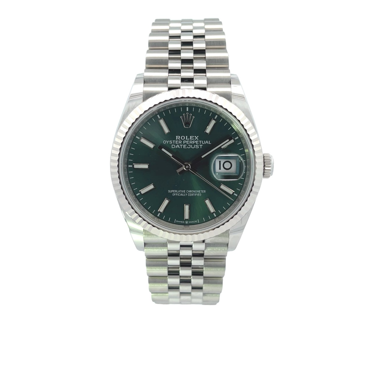 Rolex Datejust 36mm Green Index Dial Stainless Steel 126234 - Beverly Hills Watch Company