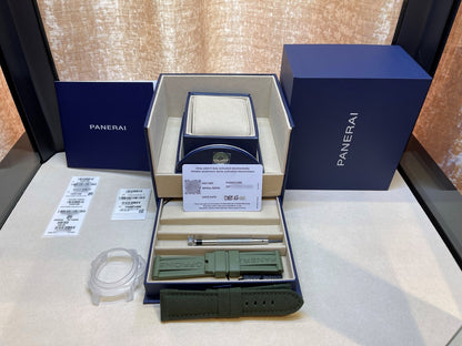 Panerai Luminor Chronograph Flyback 44mm Ceramic Green Dial PAM01498 - Beverly Hills Watch Company