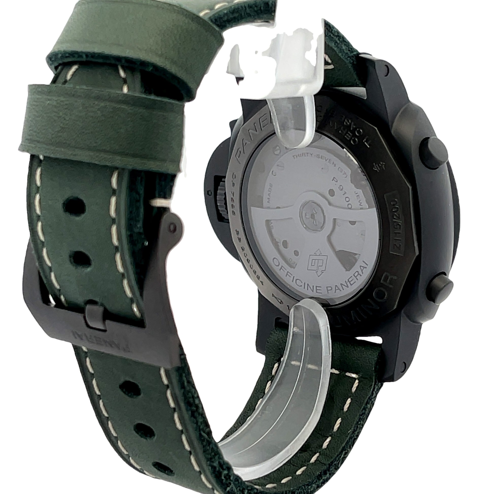 Panerai Luminor Chronograph Flyback 44mm Ceramic Green Dial PAM01498 - Beverly Hills Watch Company