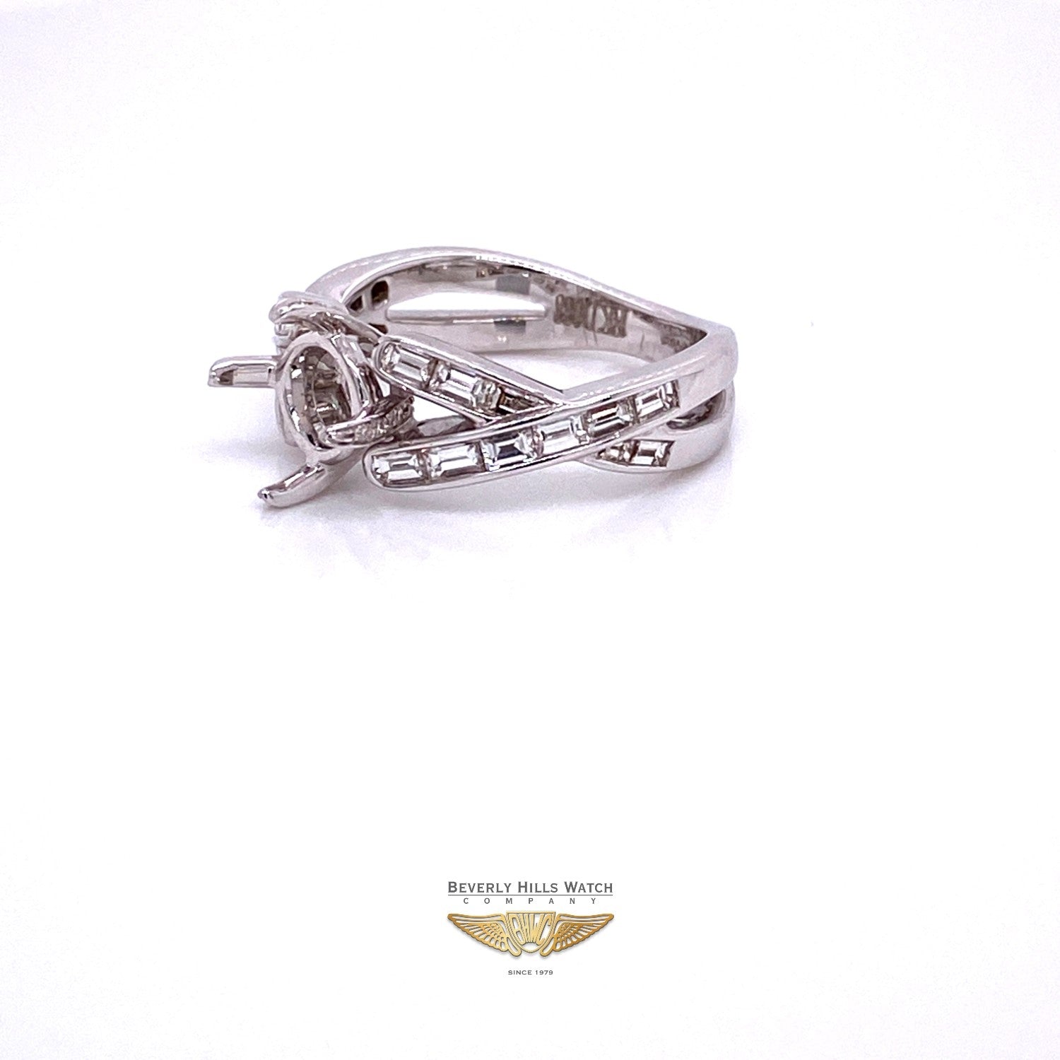 Diamond Baguette and 18K White Gold Semi-Mount Ring - Beverly Hills Watch and Jewelry Company
