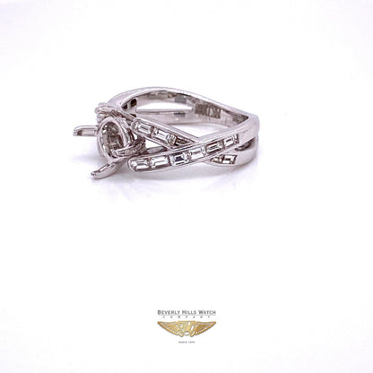 Diamond Baguette and 18K White Gold Semi-Mount Ring - Beverly Hills Watch and Jewelry Company