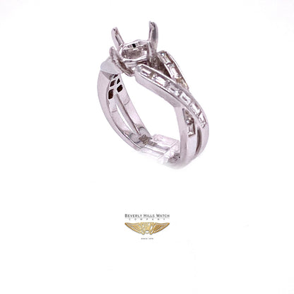 Diamond Baguette and 18K White Gold Semi-Mount Ring - Beverly Hills Watch and Jewelry Company