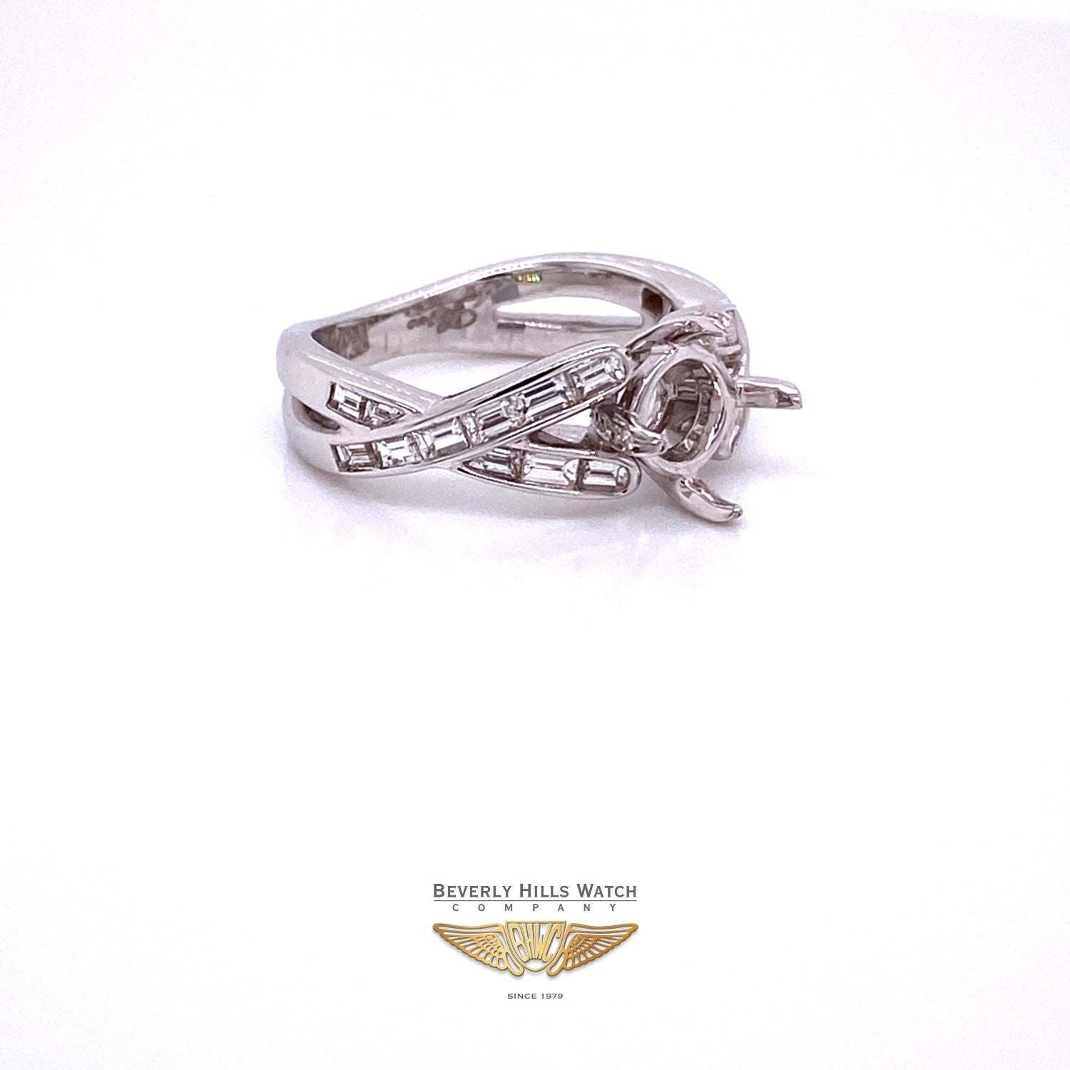 Diamond Baguette and 18K White Gold Semi-Mount Ring - Beverly Hills Watch and Jewelry Company