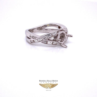 Diamond Baguette and 18K White Gold Semi-Mount Ring - Beverly Hills Watch and Jewelry Company