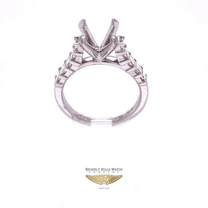 Asscher Cut Diamond Semi-Mount Ring 18K White Gold  - Beverly Hills Watch and Jewelry Store