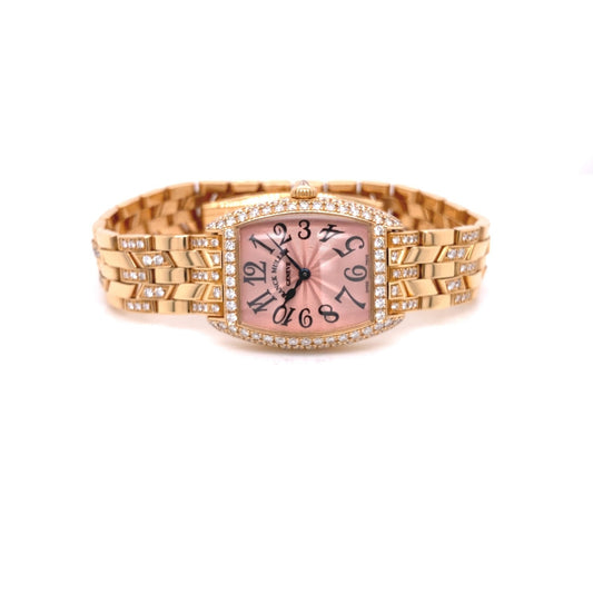 Franck Muller Cintree Curvex Rose Gold Pink Dial 2251 QZ D B 88U5X9 - Beverly Hills Watch Company