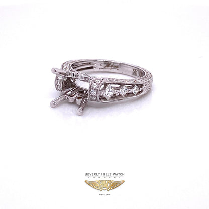 Diamond and 18K White Gold Semi-Mount Ring - Beverly Hills Watch and Jewelry Company