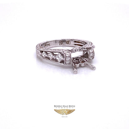 Diamond and 18K White Gold Semi-Mount Ring - Beverly Hills Watch and Jewelry Company