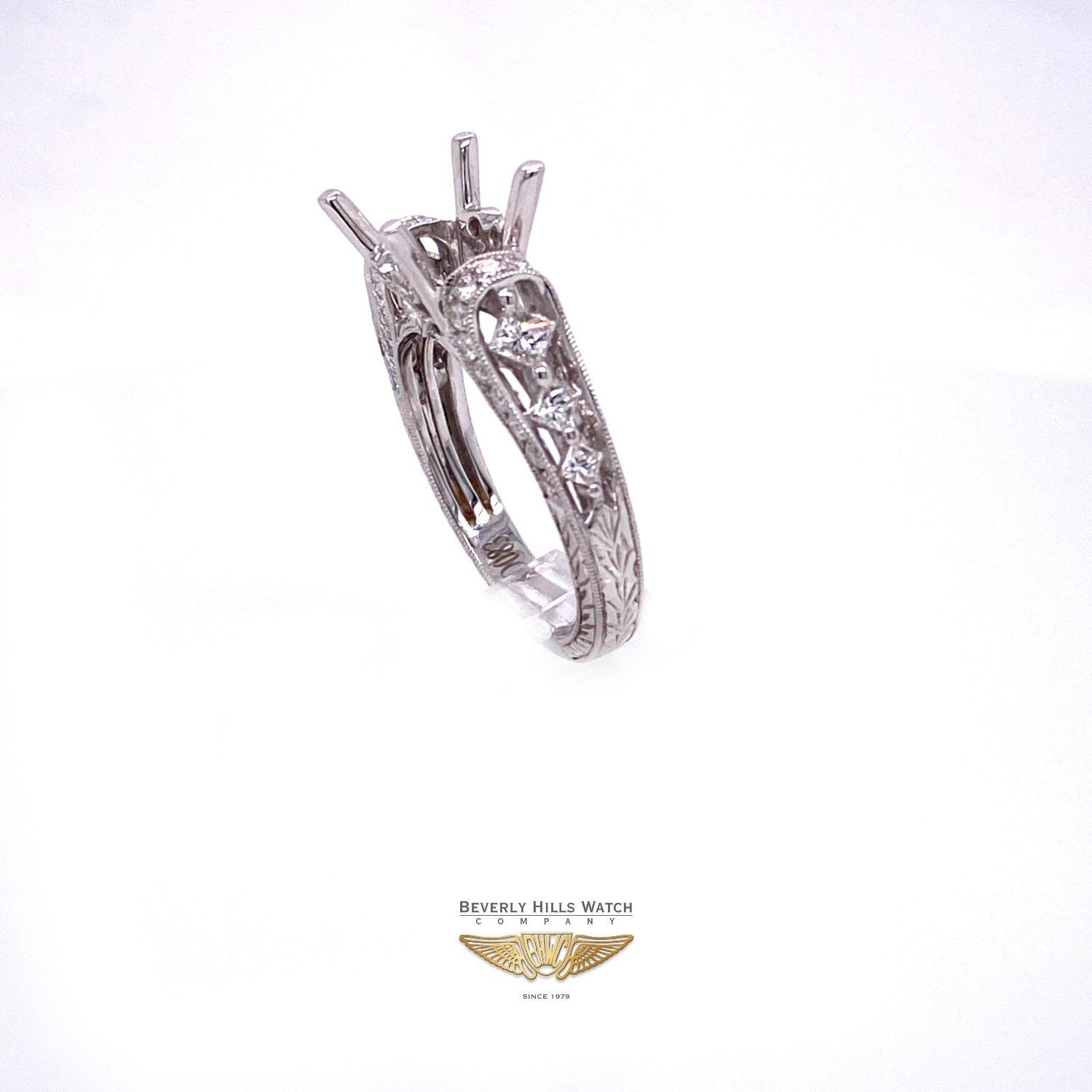 Diamond and 18K White Gold Semi-Mount Ring - Beverly Hills Watch and Jewelry Company