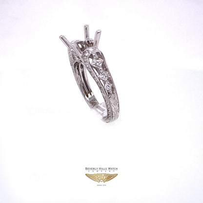 Diamond and 18K White Gold Semi-Mount Ring - Beverly Hills Watch and Jewelry Company