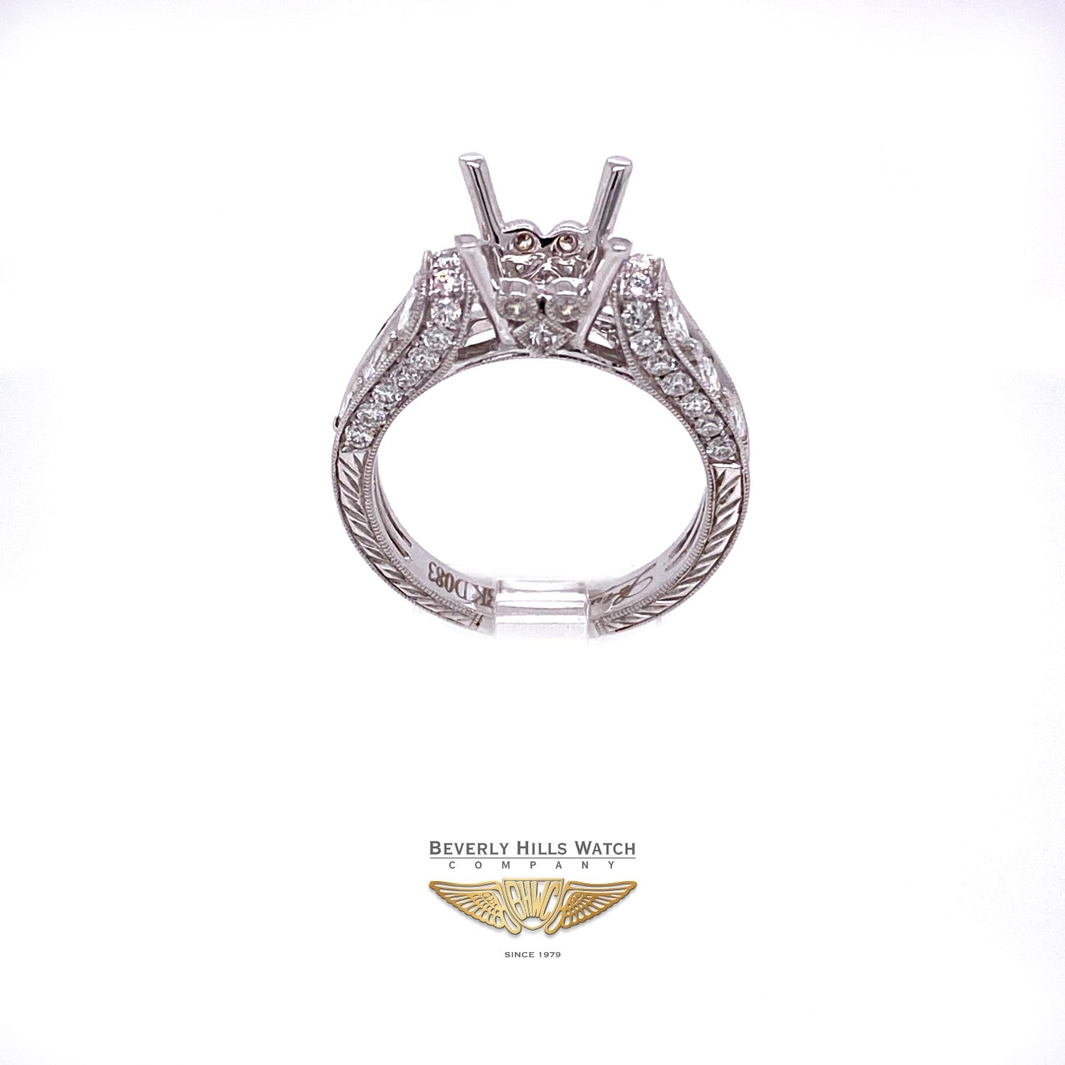 Diamond and 18K White Gold Semi-Mount Ring - Beverly Hills Watch and Jewelry Company