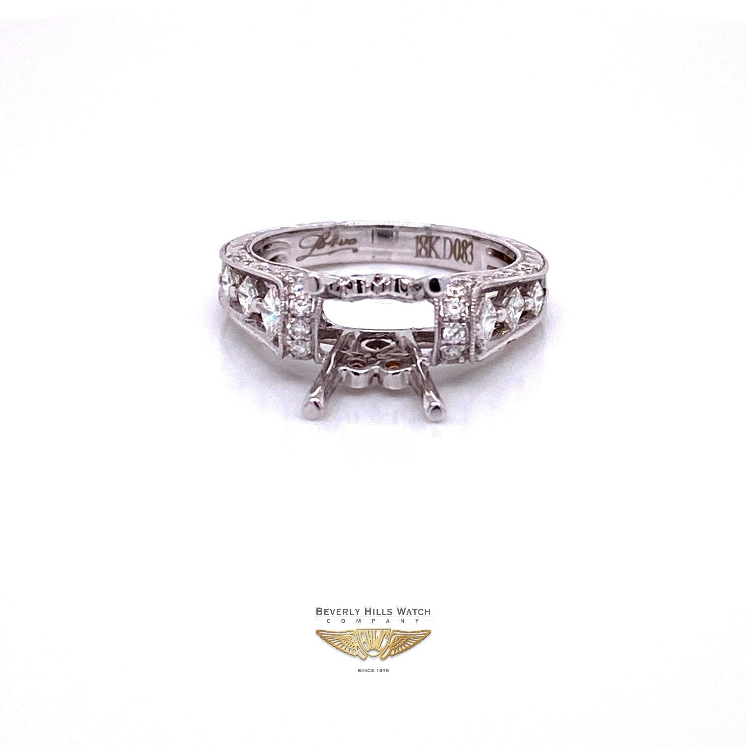 Diamond and 18K White Gold Semi-Mount Ring - Beverly Hills Watch and Jewelry Company