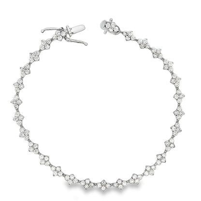 Diamond 3.2ct Floral Motif 14k White Gold Bracelet