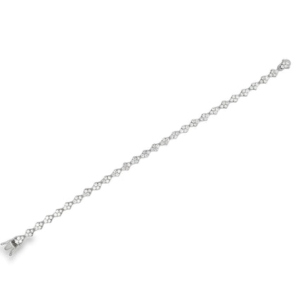 Diamond 3.2ct Floral Motif 14k White Gold Bracelet