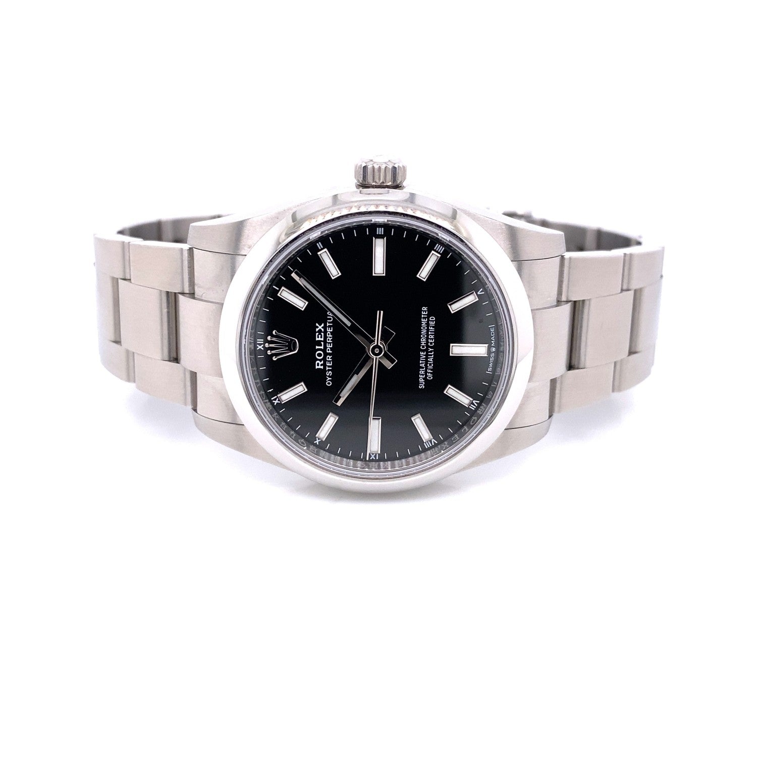 Rolex Oyster Perpetual 34mm Stainless Steel Black Dial 124200 8J8A51 - Beverly Hills Watch Company