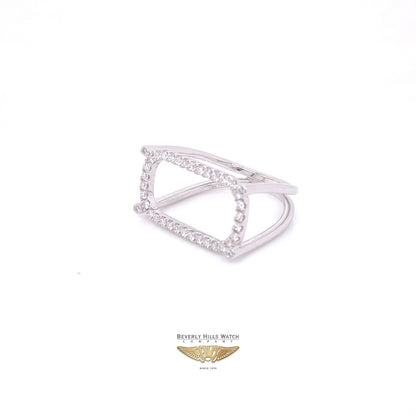 Naira & C Diamond Rectangular Open Ring White Gold 8JH9D5 - Beverly Hills Watch Company