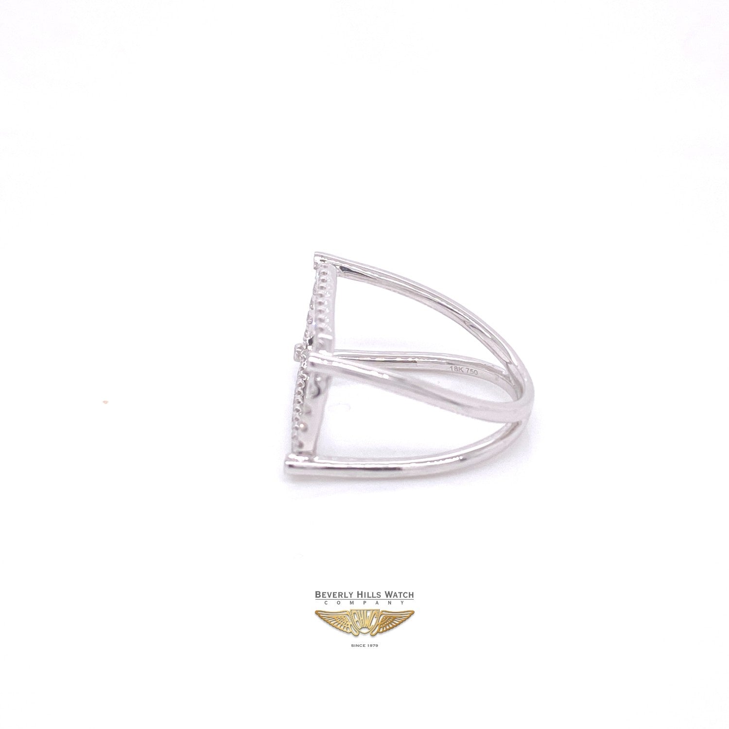 Naira & C Diamond Rectangular Open Ring White Gold 8JH9D5 - Beverly Hills Watch Company