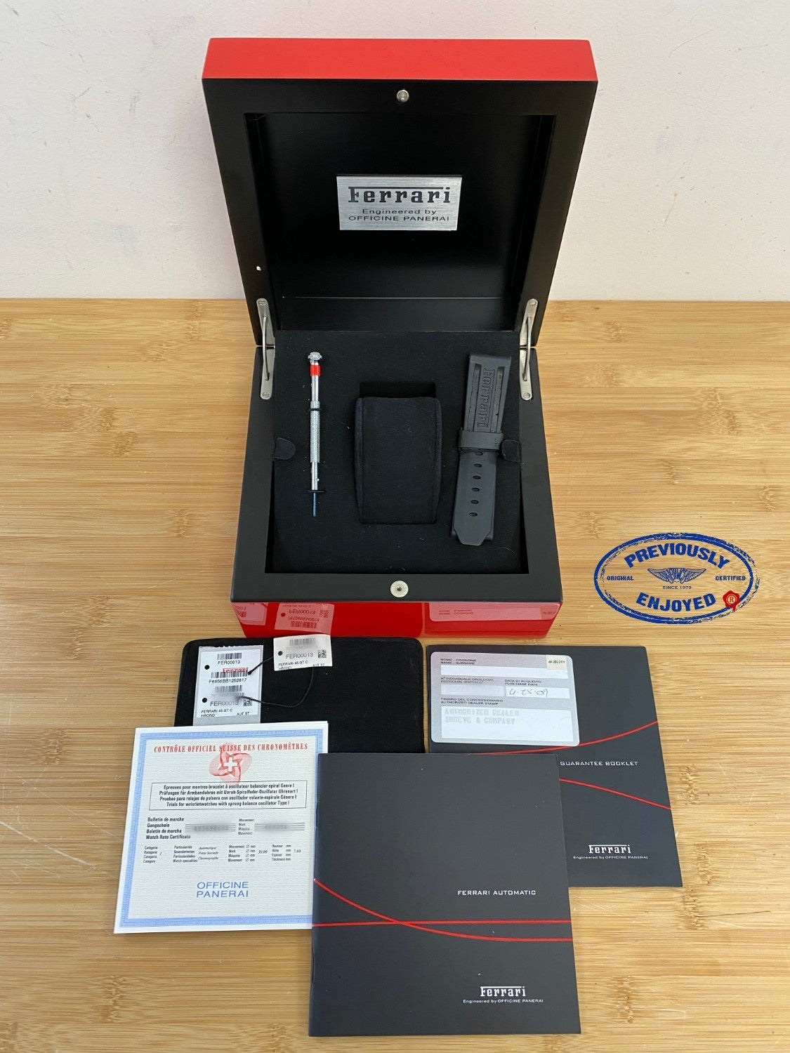 Panerai Ferrari Granturismo Chronograph 45mm Red Dial FER00013 8QU0FX - Beverly Hills Watch Company