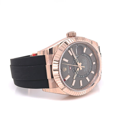 Rolex Sky-Dweller Everose Slate Index Dial Oysterflex 326235 - Beverly Hills Watch Company