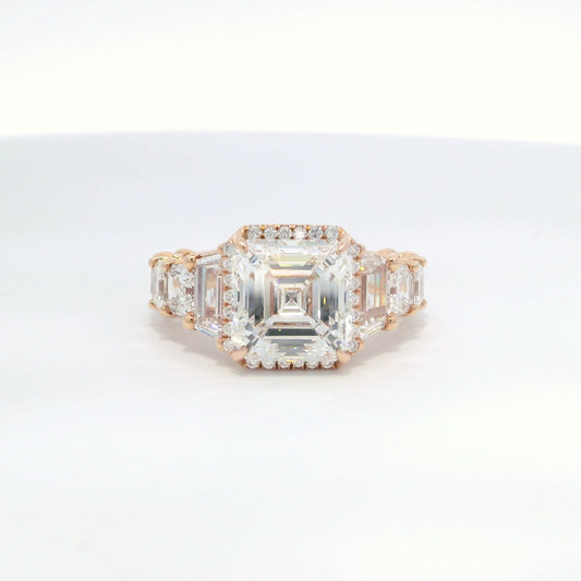 4.51 Asscher Cut VS1 E Color Diamond Ring GIA 8WEWF1