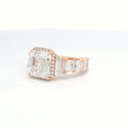 4.51 Asscher Cut VS1 E Color Diamond Ring GIA 8WEWF1