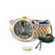 Rolex Datejust 41mm Stainless Steel 18k Yellow Gold Green Diamond Dial 126233 95KWJH - Beverly Hills Watch Company