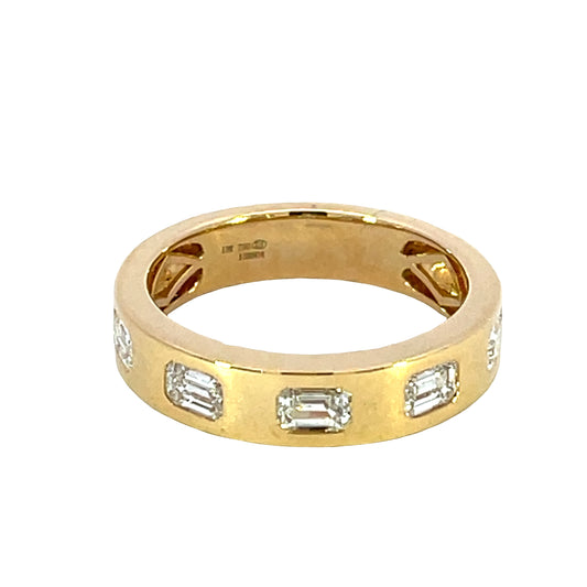 Emerald Cut Natural Brilliant Diamonds 18k Yellow Gold Band
