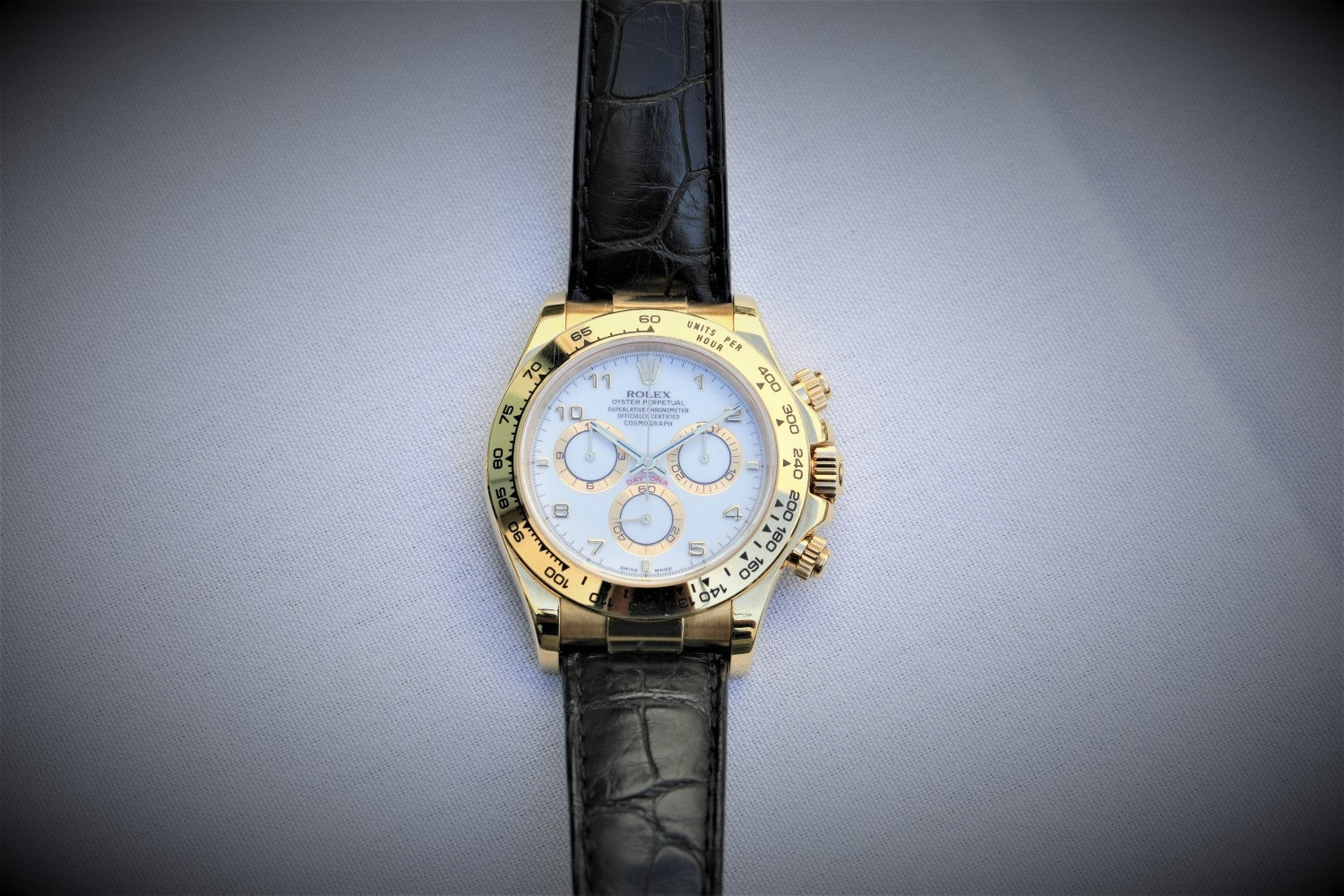 Rolex Daytona 40mm Yellow Gold White Dial Arabic 116518 - Beverly