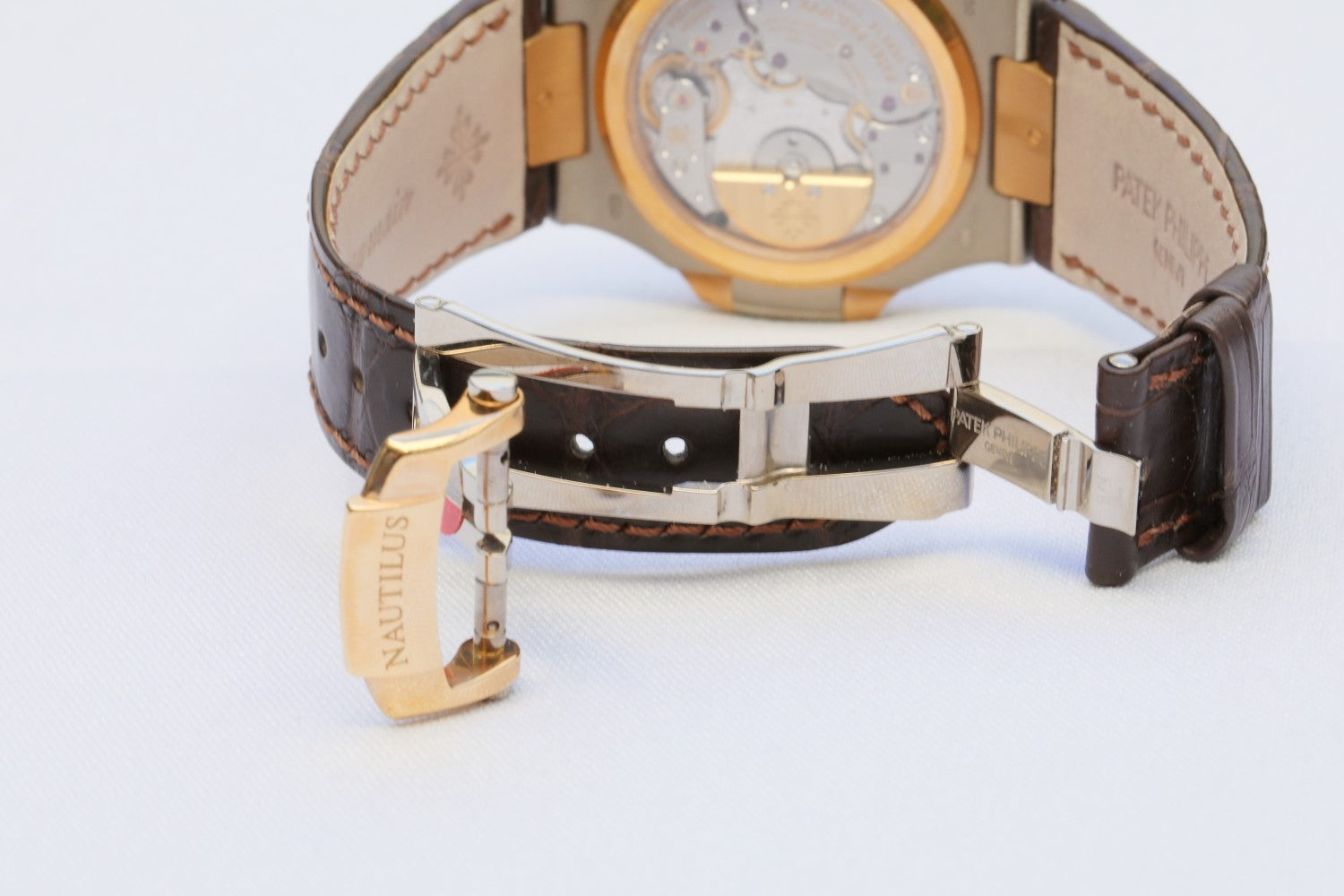 Patek Philippe Nautilus Rose Gold and Stainless Power Reserve Moon Dial 5712GR-001 - Beverly Hills Watch Company