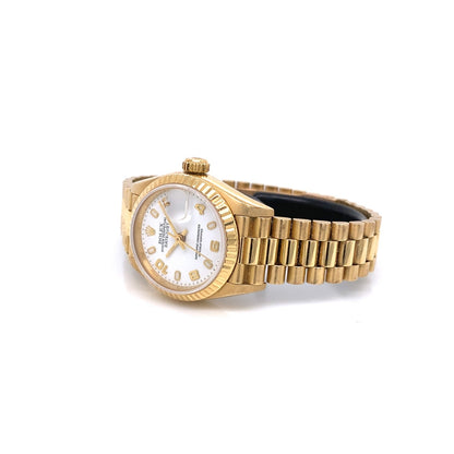 Rolex Datejust 26mm Yellow Gold President White Dial 69178 - Beverly Hills Watch Company