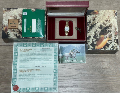 Rolex Datejust 26mm Yellow Gold President White Dial 69178 - Beverly Hills Watch Company