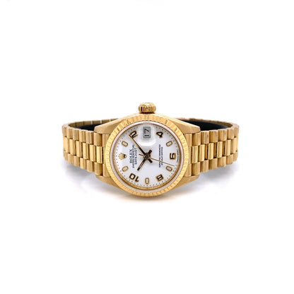 Rolex Datejust 26mm Yellow Gold President White Dial 69178 - Beverly Hills Watch Company