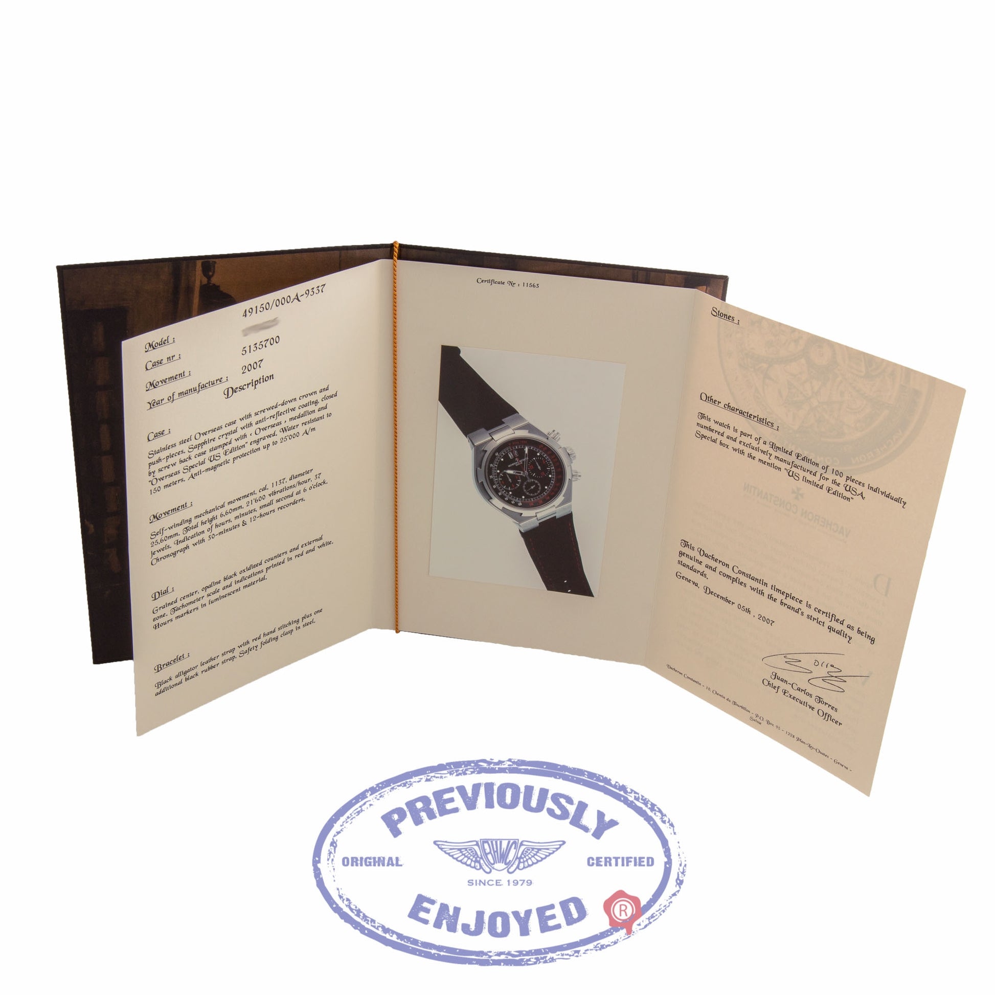 Vacheron Constantin Overseas Special US Limited Edition Stainless Steel 43MM Chronograph Black Dial 49150/000/A-9337 9R8294 - Beverly Hills Watch Company Watch Store